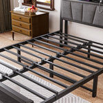 Bed Frame 140x190cm with LED Light & USB Station, Metal