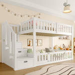 Bunk Bed with Storage Ladder, 90x200cm, White