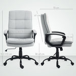 Office Chair Ergonomic Desk Chair with Armrests, Height-Adjustable Swivel with Rocking Function, Padded, Grey