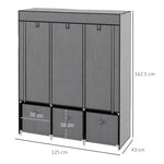 Foldable Wardrobe with Zipper Storage, Non-Woven Fabric, Dark Grey
