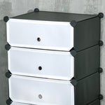 Shoe Rack Shelf for 6 Pairs of Shoes, Modular DIY, Plastic Black+White