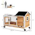Small Animal Hutch, Guinea Pigs/Dwarf Rabbits, 108 x 58 x 73.5 cm, Yellow