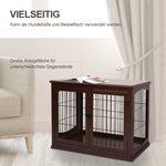 Dog Crate, 2 Entrances, Lockable, MDF and Metal, Brown