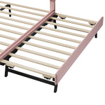 Upholstered Bed 140x200cm with Pull-Out Bed, Pink