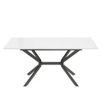 Extendable Dining Table, Rectangular Seating for 4-6 People, White and Black Metal