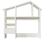 Wooden Shelf with Storage Space, Folding Bedside Table, Anti-Tip, White