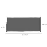 Side Awning, Extendable Privacy Screen, Wall Bracket, 300x140cm, Dark Gray