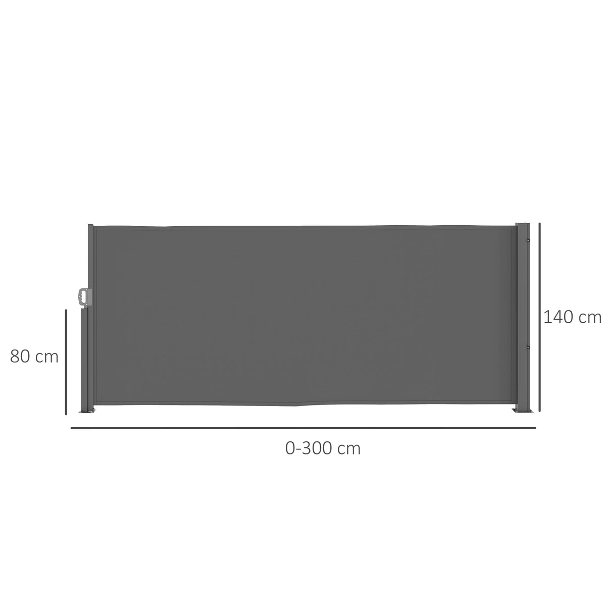 Side Awning, Extendable Privacy Screen, Wall Bracket, 300x140cm, Dark Gray