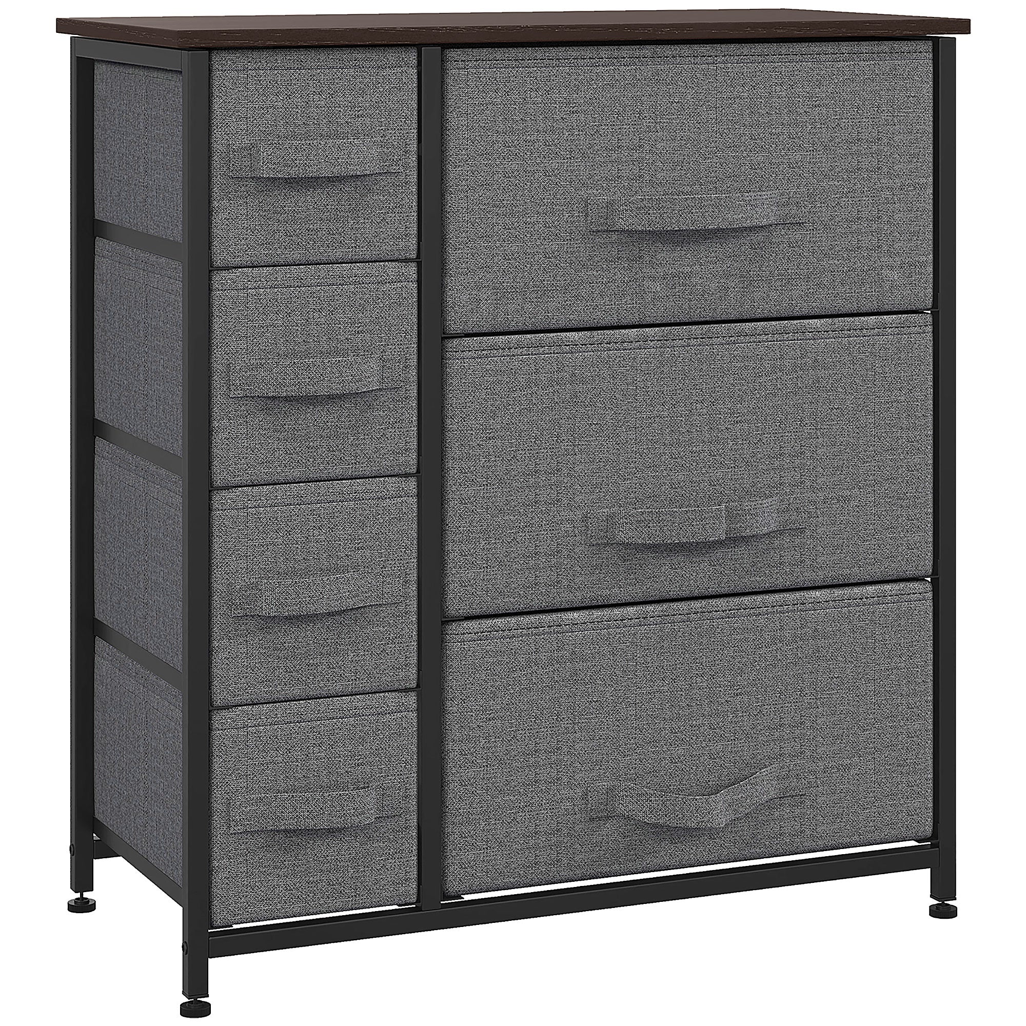 Drawer Cabinet, 7 Foldable Fabric Drawers Metal Frame, Gray