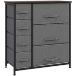 Drawer Cabinet, 7 Foldable Fabric Drawers Metal Frame, Gray