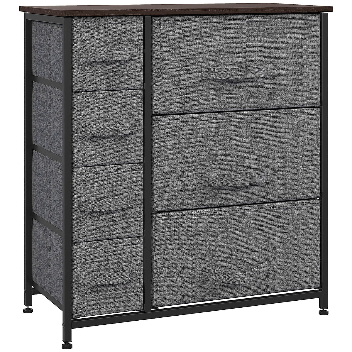 Drawer Cabinet, 7 Foldable Fabric Drawers Metal Frame, Gray