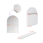 Arched Mirror Cabinet, Recessed/Wall Mount, Adjustable Shelves, White