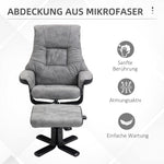 Recliner with Footstool Swivel TV Chair Reclining Function Microfiber Gray