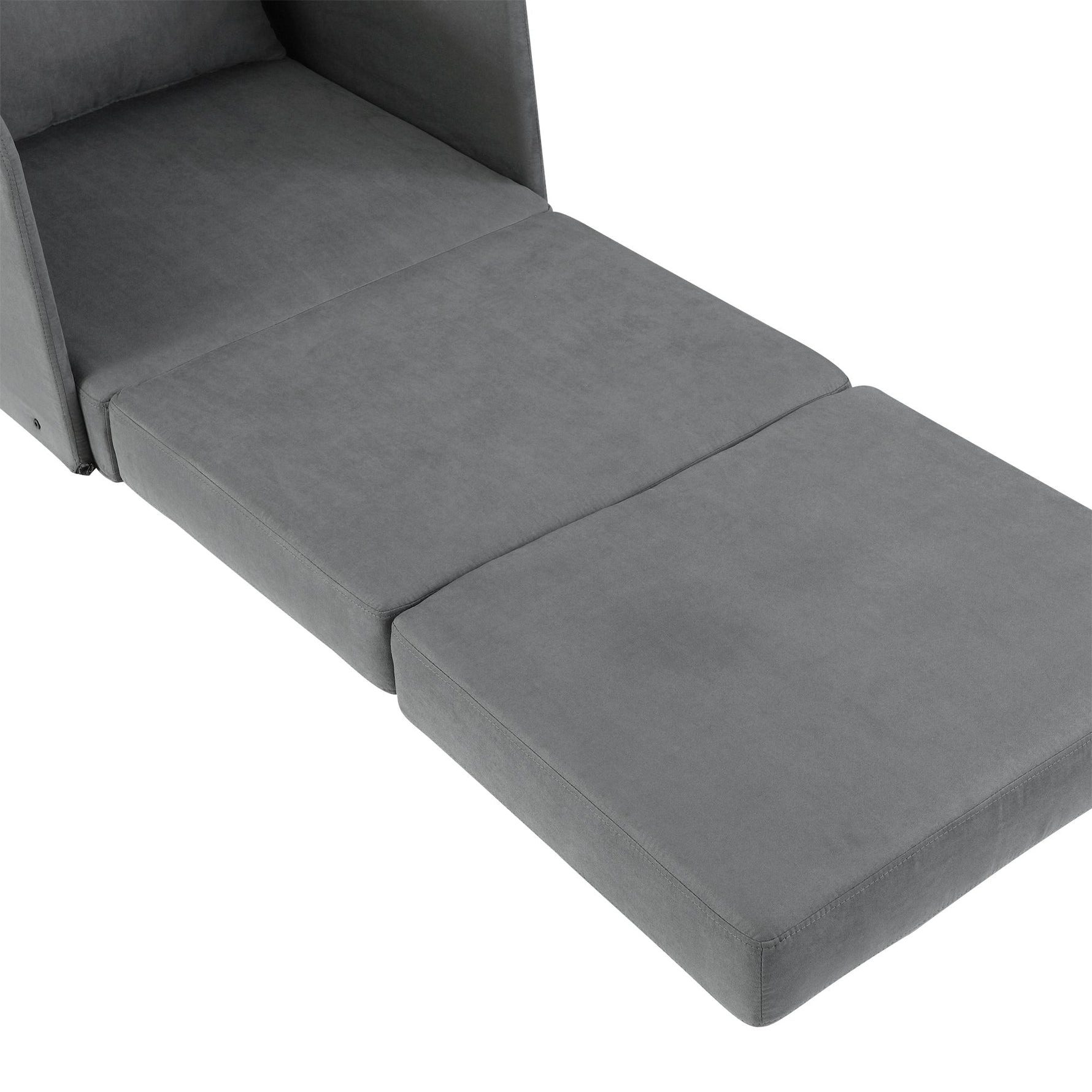 Sofa Bed, Single, Washable Cover, 2 Side Pockets, Metal Frame, Grey