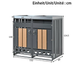 Bin Storage Unit with Planting Area, Lockable Two Doors and Hollow Base, Wood Grain Wood