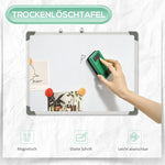 Magnetic whiteboard with 4 markers, 1 eraser, 10 magnets, easel and wall mounting