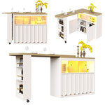 Telescopic Bar Table Storage LED Movable - White