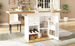 Telescopic Dining Table with Extendable Design and Wine Rack, White