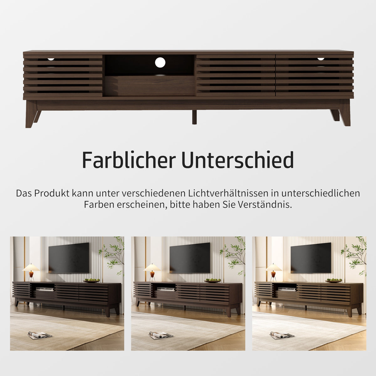 TV Cabinet Lowboard 1 Drawer 3 Doors 170cm Vintage Wood Finish