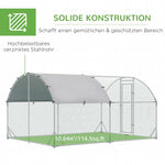 Chicken Coop Free-Range Enclosure, 280 x 380 x 197 cm, Steel