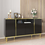 Sideboard, High-Gloss with 1 Drawer, Black