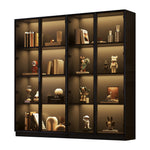 Glass Display Case, App-Controlled LED Lighting 4-Door Storage Cabinet, Freestanding