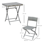 Polyrattan Bistro Set, 2-Person Garden Furniture, Grey