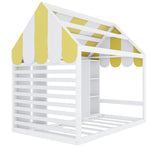 Children's Canopy Bed 90x200cm with Storage, Wooden Frame, White