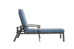Lounge Patio Chair, Adjustable Reclining Rustproof Aluminum, Waterproof Blue Cushion