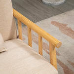 2-Seater Sofa - Upholstered Lumbar Cushions Wooden Frame Small Spaces - Linen Look Beige