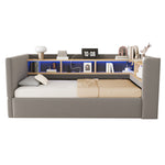 Hydraulic Sleeper Sofa Bed 90x190cm with LED & Storage, Dark Grey
