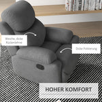 Reclining Armchair, Upholstered Lounge Chair Linen Look, Grey