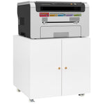 Metal Printer Stand - Mobile Storage, Adjustable Shelf, File Cabinet - White
