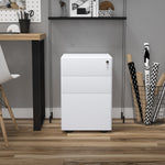 Mobile Filing Cabinet 3 Drawers Office Steel White 39x48x59cm