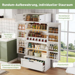 Kitchen Storage Cabinet 80x40x180cm Freestanding with Wine Rack & Adjustable Shelves, Industrial Style