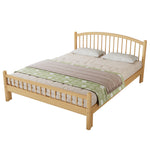 Solid Wood Bed 140x200cm with Slatted Headboard, Natural