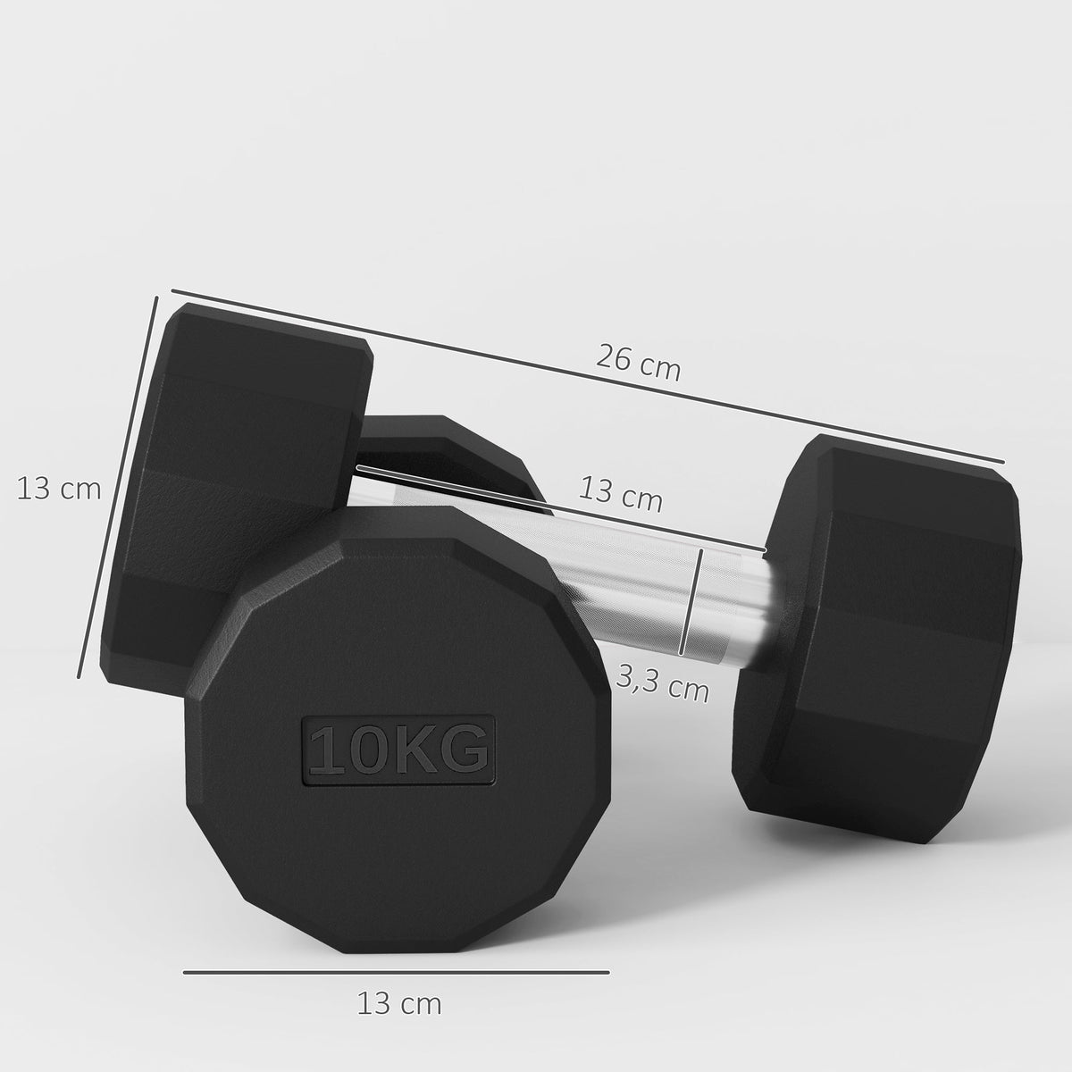 Dumbbell Set 20 kg, Non-Slip, Metal Black