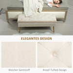 Bench with Storage, Upholstered Lid, Metal Frame, Beige