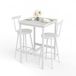 Bar Table and 2 Stools Set Industrial Style Metal Frame - White