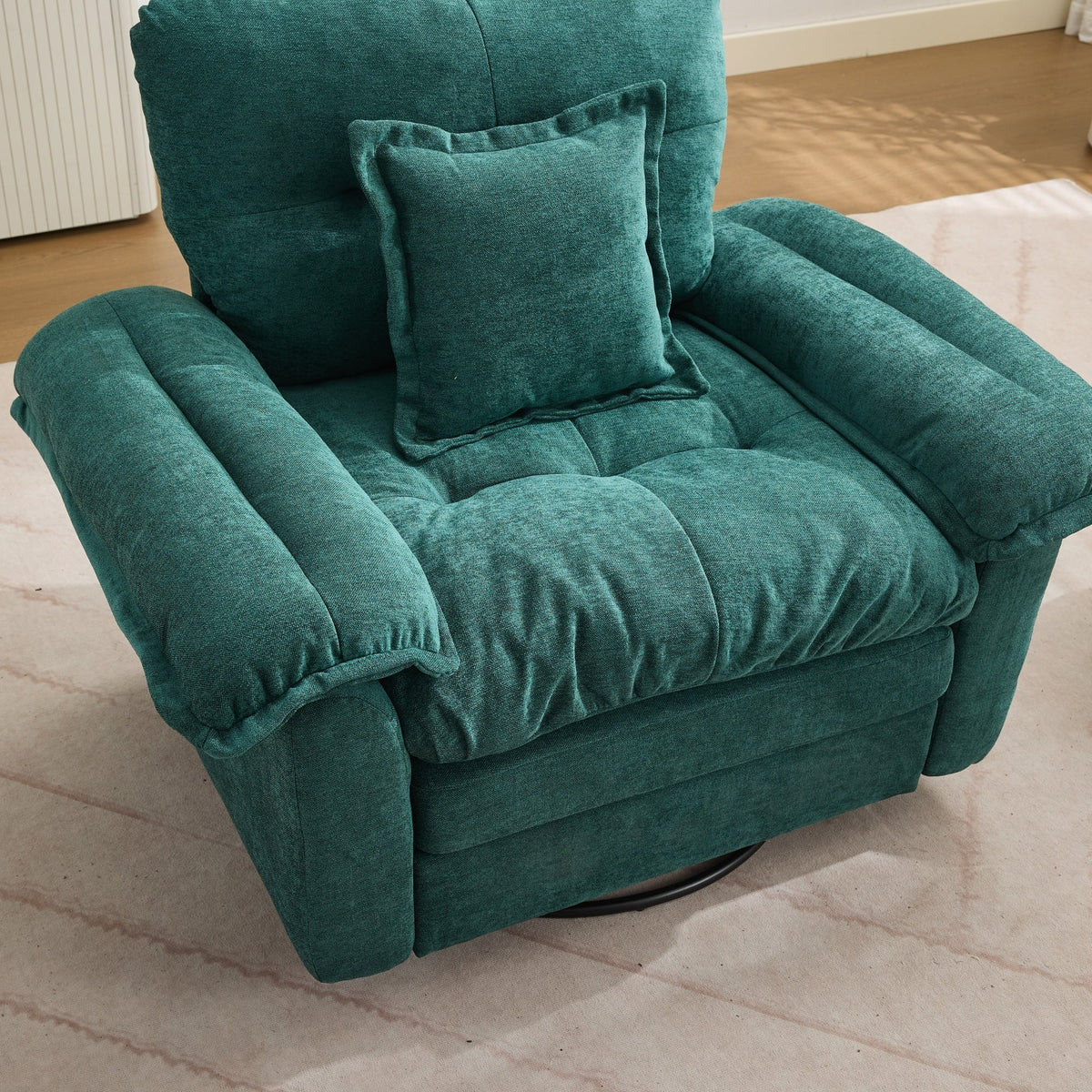 360° Swivel Armchair, Oversized with Support Cushion, Chenille