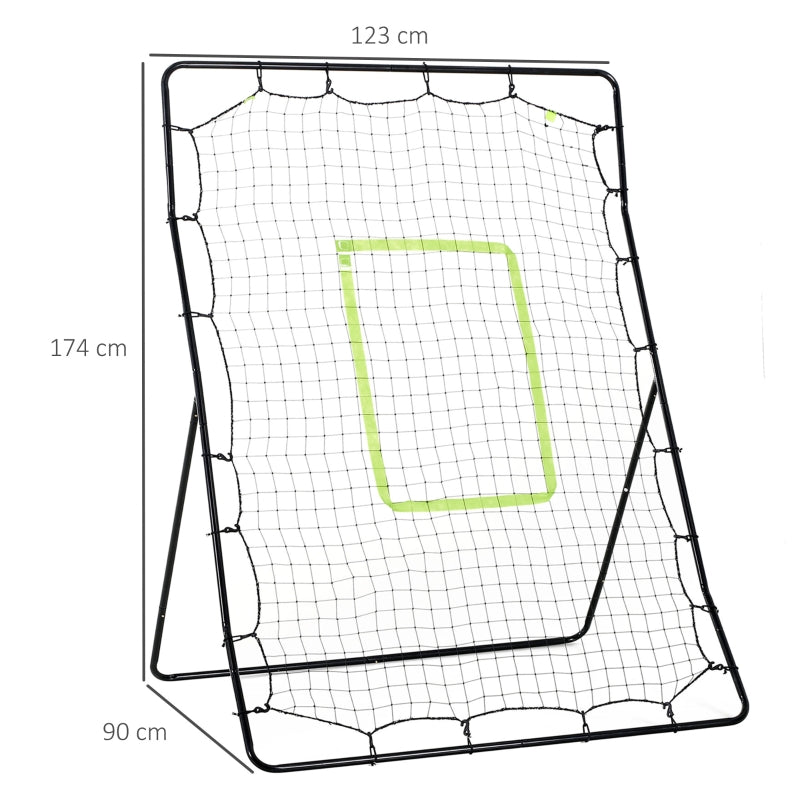 Baseball Rebound Net with Weatherproof Metal Frame and Green Hitting Zone, Metal