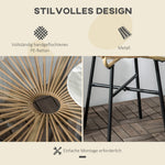 Bistro Table, Round Garden Side Table 50cm, Rattan Black+Beige
