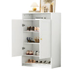 Modern shoe cabinet with adjustable shelves and 2 doors, white