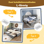 Upholstered Daybed with Drawers and Slatted Frame, 90x200cm, Gray Velvet