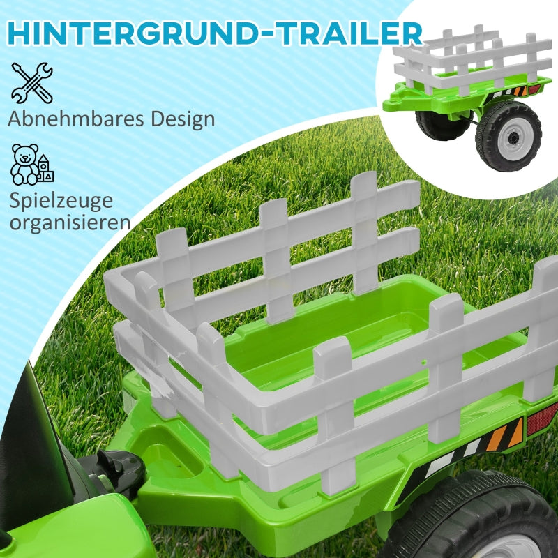 Electric Children's Tractor, Parental Remote Control, 6 km/h, Green + Black