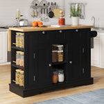Mobile Kitchen Cart 132cm Folding Worktop Multifunctional Storage Cabinet Integrated Socket Country Style
