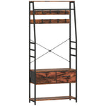 Hall Tree with Bench, Shoe Rack & 2 Drawers - Brown