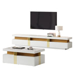TV Wall Cabinet Set with Coffee Table & TV Cabinet, White