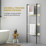 Towel Ladder, 4 Bars, Space Saving, Steel Black