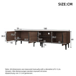 TV Cabinet Lowboard 180cm 2 Cabinets Open Shelves for 80 Inch TV - Dark Walnut